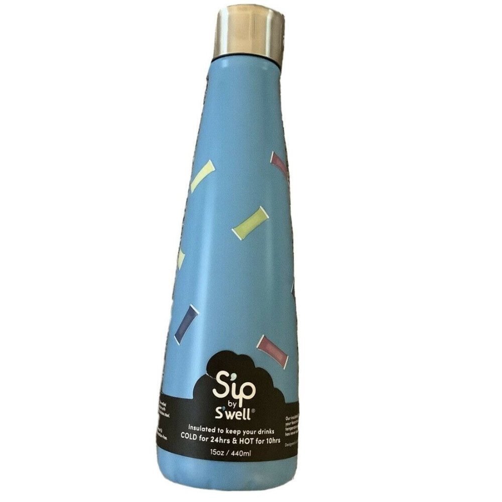Sip by Swell Water Bottle 15oz Blue Stainless Steel Insulated Confetti Candy